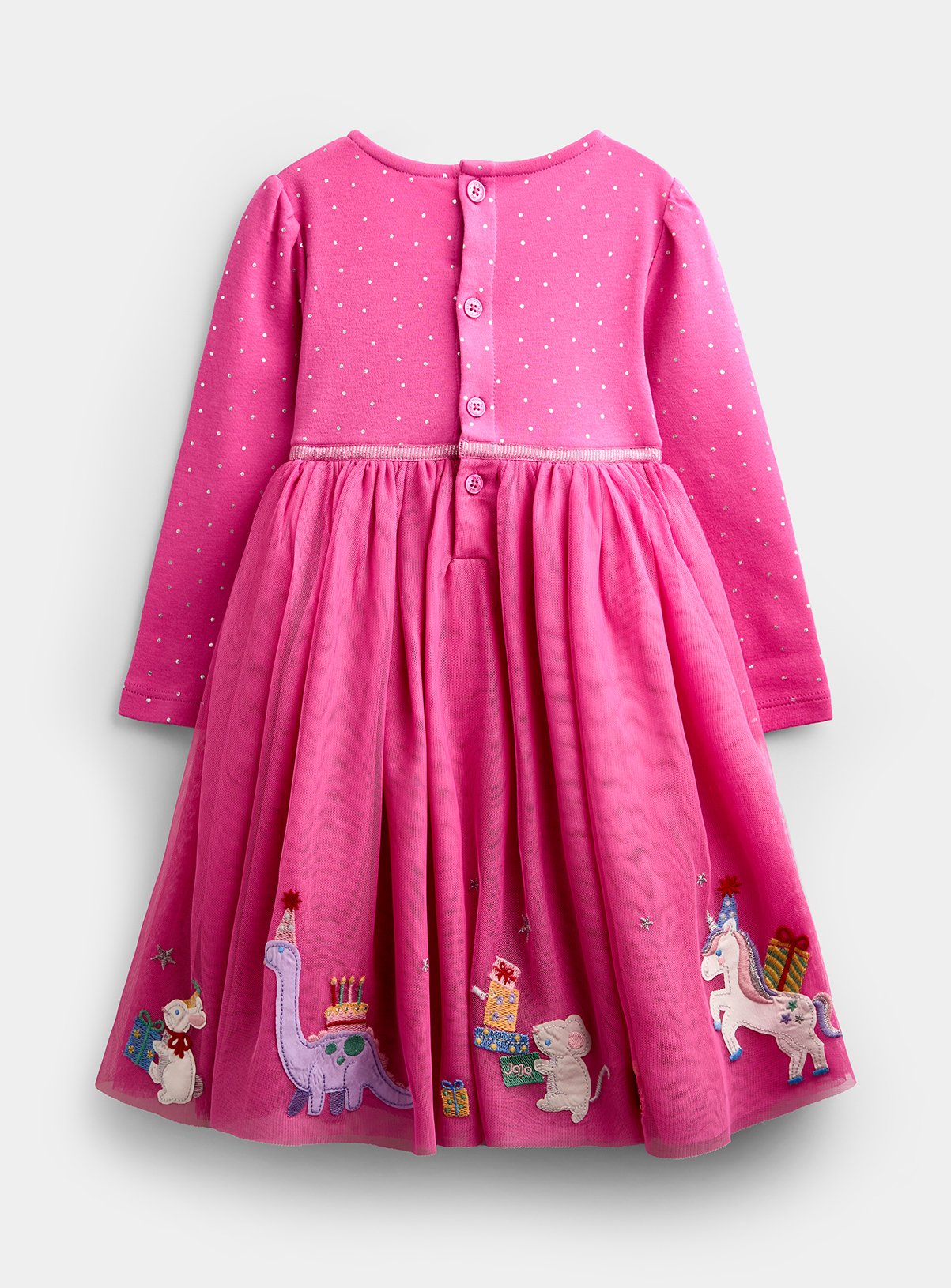 JOJO MAMAN BÉBÉ Party Friends Applique Tulle Dress Bright Pink 2-3 Years - Image 5 thumbnail